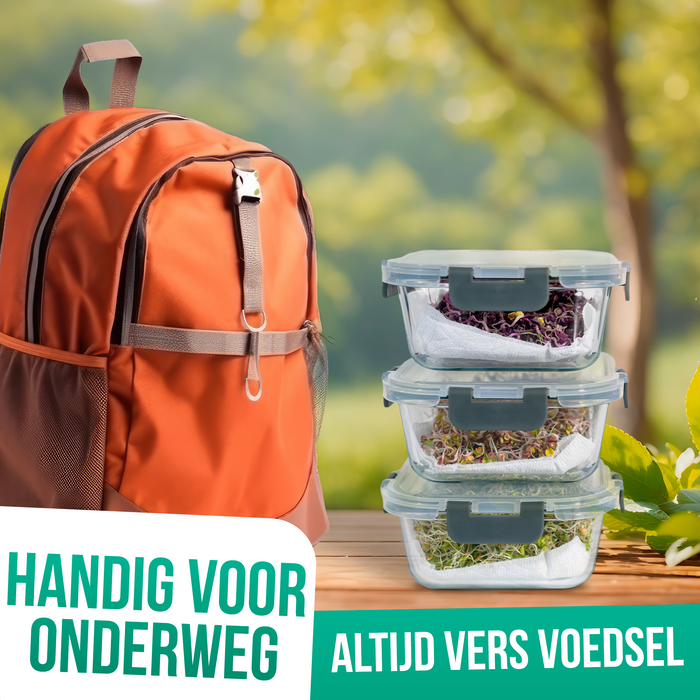 Avalo Vershoudbakjes Glas - Meal Prep Bakjes - Diepvriesbakjes - Met Deksel - 10 Delig 1060ml / 370ml