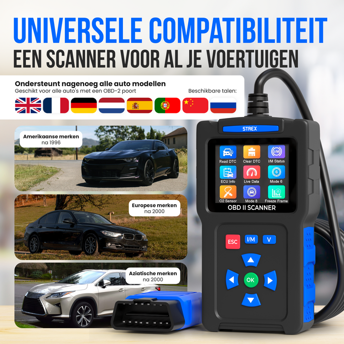 Strex OBD2 Scanner - OBD - Auto Uitlezen - Storing Verwijderen - NL Taal - Auto scanner - Diagnose Apparatuur Voor Auto's - Motorstoring