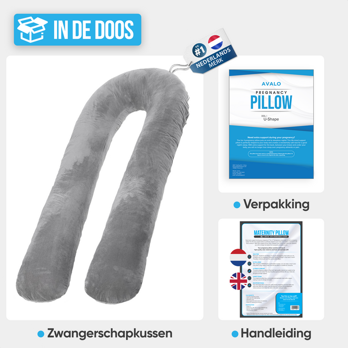 Avalo Zwangerschapskussen 5XL - 330CM - Afneembare Hoes - Zijslaapkussen / Body Pillow / Lichaamskussen / Voedingskussen