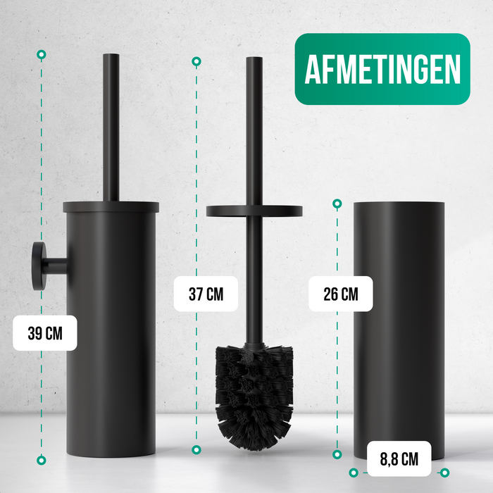 Avalo Toiletborstel Met Houder - Hangend - RVS Zwart - WC Borstel Met Houder