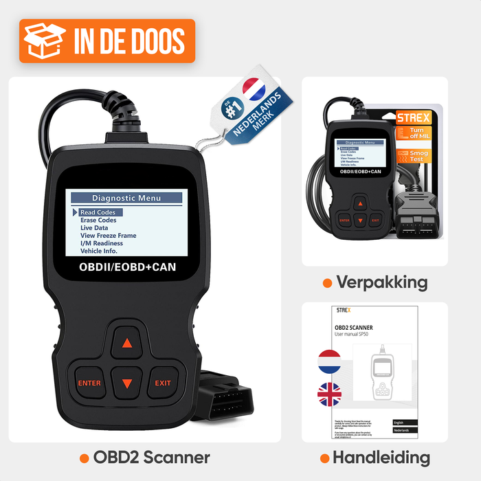 OBD Scanner - OBD2 Auto uitlezen - Storing Verwijderen - NL Taal - A — Catalo