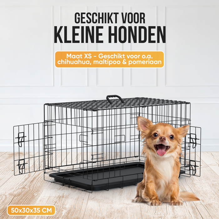 Avalo Hondenbench XS - Bench Voor Honden - Opvouwbare Kooi - 2 Deuren - 50x30x35 CM