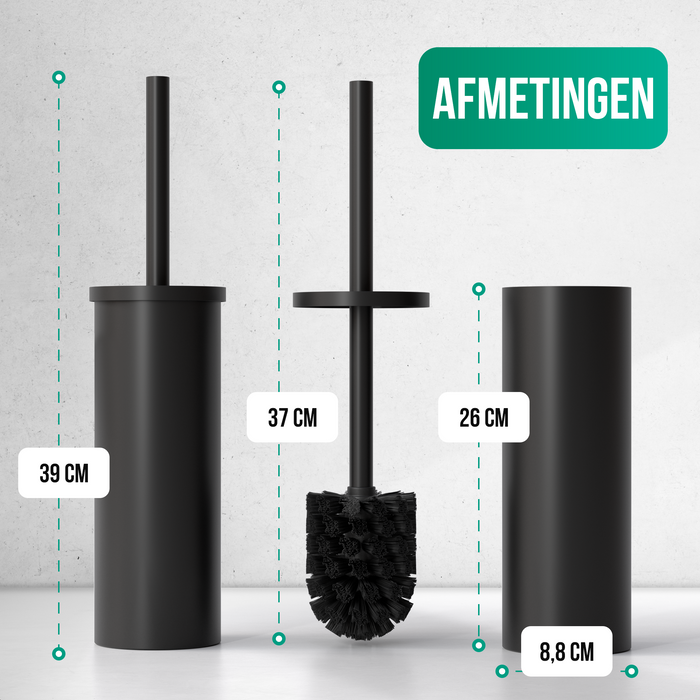 Avalo Toiletborstel Met Houder - Vrijstaand - RVS Zwart - WC Borstel Met Houder