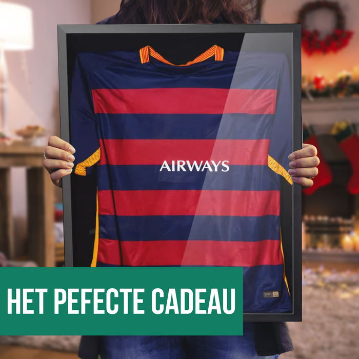 Avalo Wissellijst - Inlijsten Voetbal Shirt - 3D Box Frame - 60x80 CM - Zwart - Diepe lijst - Shirt Inlijsten In Fotolijst