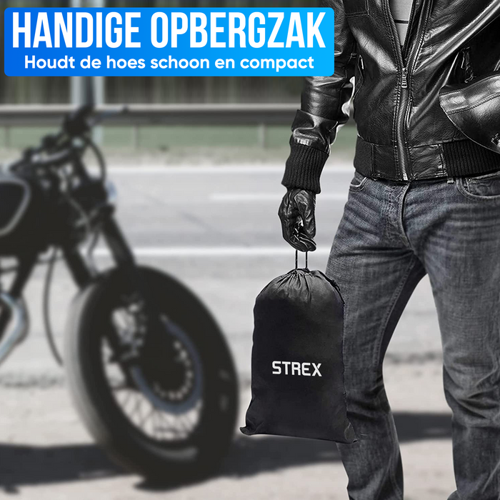 Strex Scooterhoes / Motorhoes Universeel voor alle Scooters / Motors - Waterdicht 300D Oxford - Geschikt voor Windscherm - Scooter Hoes - Motor Hoes - Incl. Opbergzak