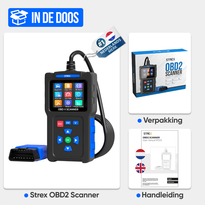 Strex OBD2 Scanner - OBD - Auto Uitlezen - Storing Verwijderen - NL Taal - Auto scanner - Diagnose Apparatuur Voor Auto's - Motorstoring