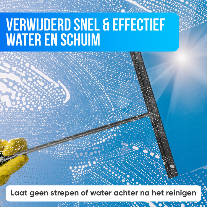 Avalo Vloertrekker met Steel - Luxe Vloerwisser - Aluminium Trekker Douche - Douche Wisser - Badkamer - Zwart - 136x40 CM