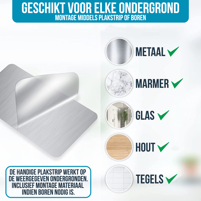 Avalo Doucherek Hoekvorm - 2 Stuks - Bevestigen zonder Boren of Schroeven - Bevestigen Middels Plakstrip