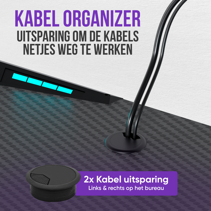 Avalo Gaming Bureau - 140x60x73 CM - Game Desk Met LED Verlichting - Tafel - Zwart