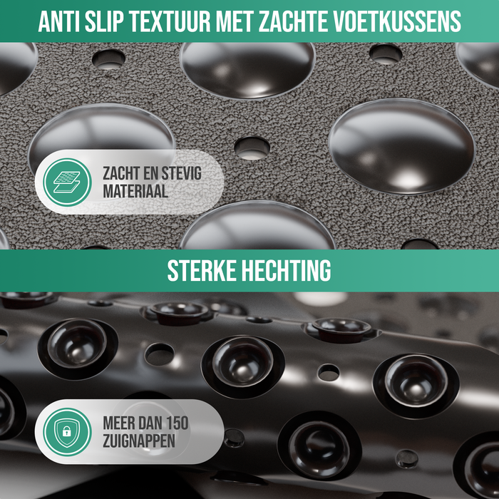 Avalo Badmat / Antislipmat Douche - 53x53CM - Zwart - Met Zuignappen - Douchemat Antislip voor Douche - Badkamermat