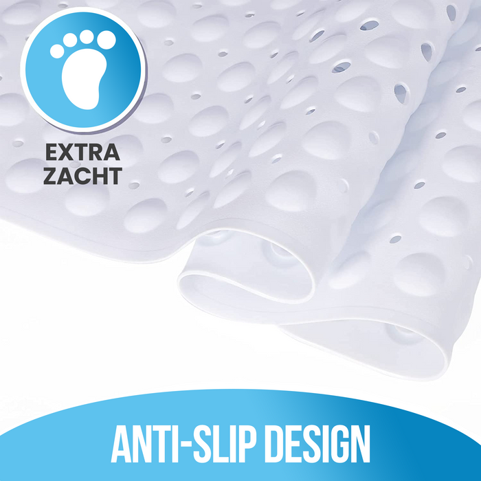 Avalo Badmat / Antislipmat Douche - 100x40CM - Wit - Met Zuignappen - Douchemat Antislip voor Douche - Badkamermat