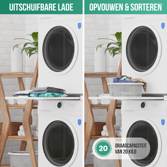 Avalo Tussenstuk Wasmachine Droger – Stapelkit Wasmachine Droger - Tussenkader - Uitschuifbare Lade