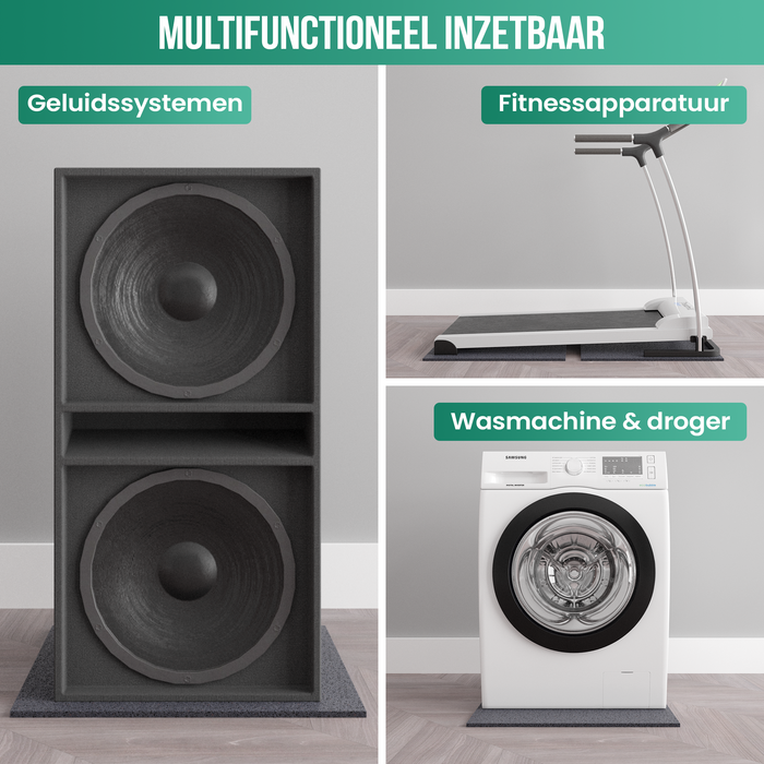 Avalo Anti Trillingsmat Wasmachine en Wasdroger - 60 x 60 CM - Geluidsdempende Antislip Mat - Trillingsdemper - Rubber Mat