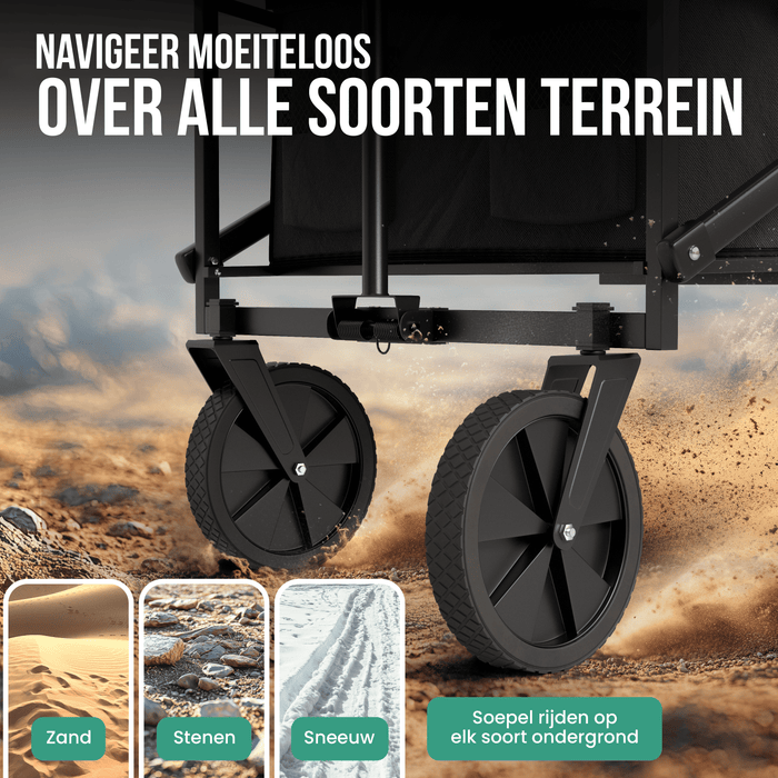 Avalo Bolderkar XL - Opvouwbaar - Tot 110KG - 91x51x103 CM - 120L - 360º Wielen - Zwart