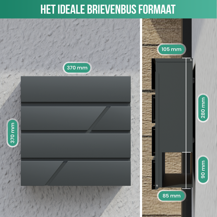 Avalo Brievenbus RVS Antraciet met Krantenvak en Slot - Incl. Montagemateriaal & 2 Sleutels