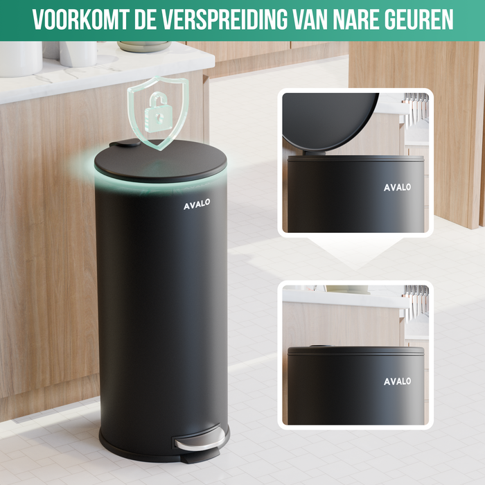 HÜSQ Prullenbak 60 Liter (30 30L) - Grote Pedaalemmer in Metaal met 2