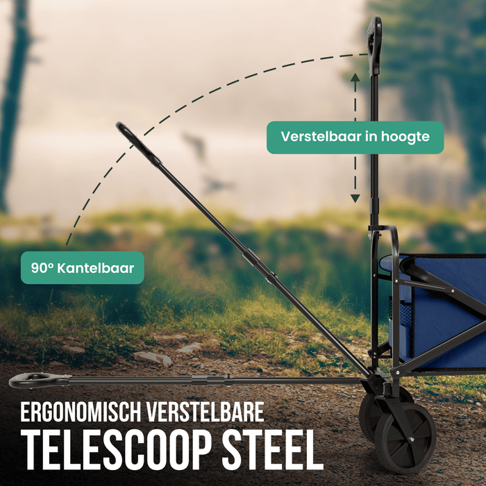 Avalo Bolderkar - Opvouwbaar - Tot 90KG - 80x47x49 CM - 80L - 360º Wielen - Blauw