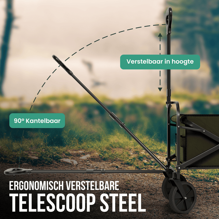 Avalo Bolderkar - Opvouwbaar - Tot 90KG - 80x47x49 CM - 80L - 360º Wielen - Groen