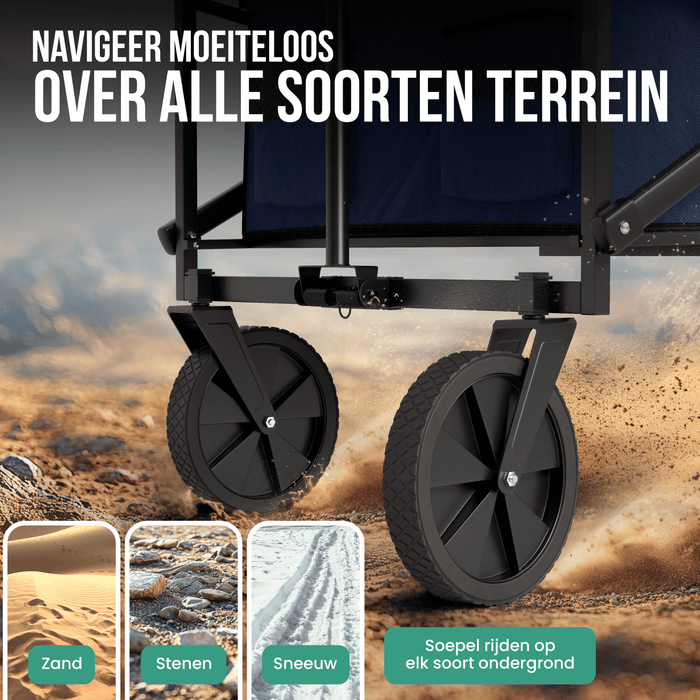 Avalo Bolderkar XL - Opvouwbaar - Tot 110KG - 91x51x103 CM - 120L - 360º Wielen - Blauw