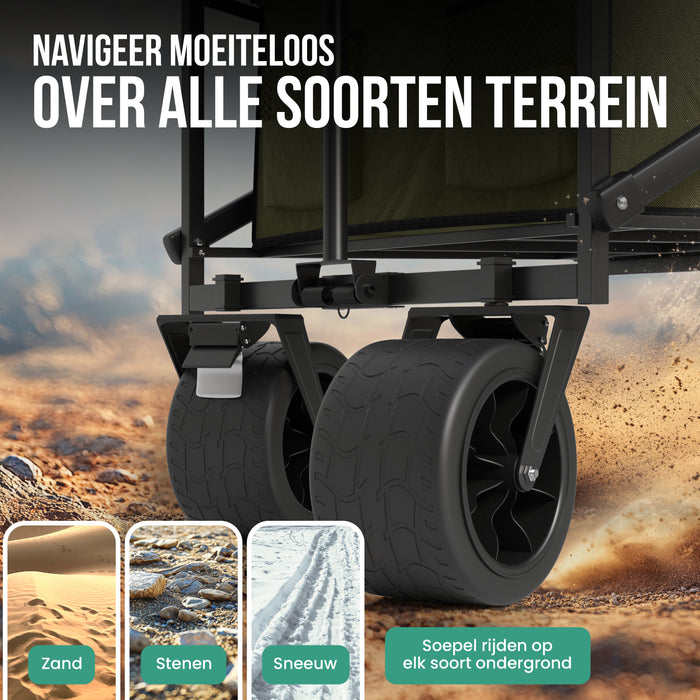 Avalo Bolderkar Met Dak XL - Opvouwbaar - Tot 110KG - 97x60x105 CM - 120L - 360º Wielen - Groen