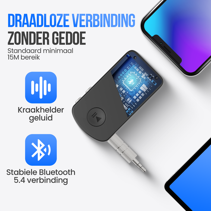 Strex Bluetooth Receiver - BT 5.4 - 3.5MM AUX - Bluetooth Ontvanger - Handsfree Bellen - Bluetooth Audio Receiver - Bluetooth Auto via AUX