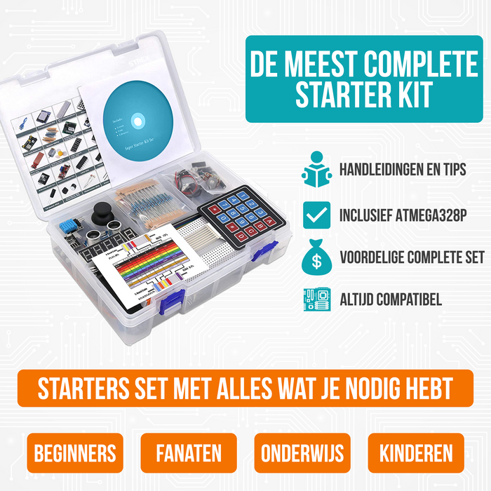 Strex Starter Kit geschikt voor Arduino Extra Groot - ATmega2560 - 278 Delig - In Opbergdoos