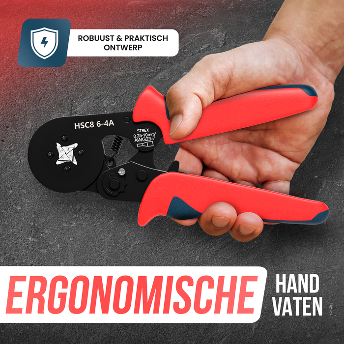 Adereindhulstang | Zelfinstellend / Automatische afstelling | Vierkante persing | 0.25mm - 10mm