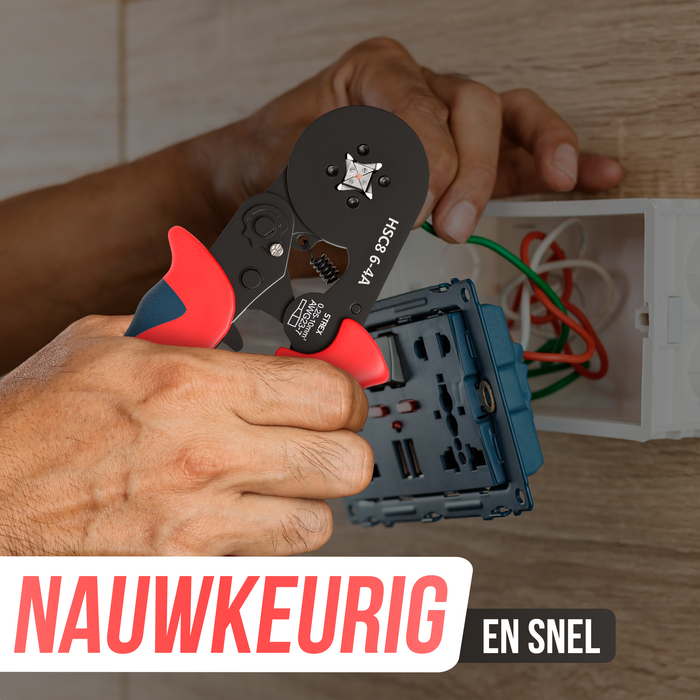 Adereindhulstang | Zelfinstellend / Automatische afstelling | Vierkante persing | 0.25mm - 10mm