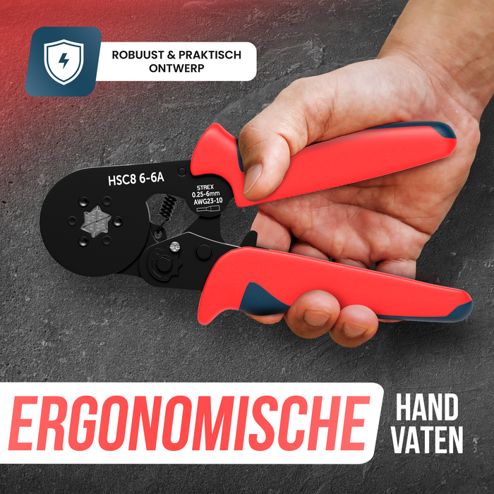 Adereindhulstang | Zelfinstellend / Automatische afstelling | Zeskant persing | 0.25mm - 6mm