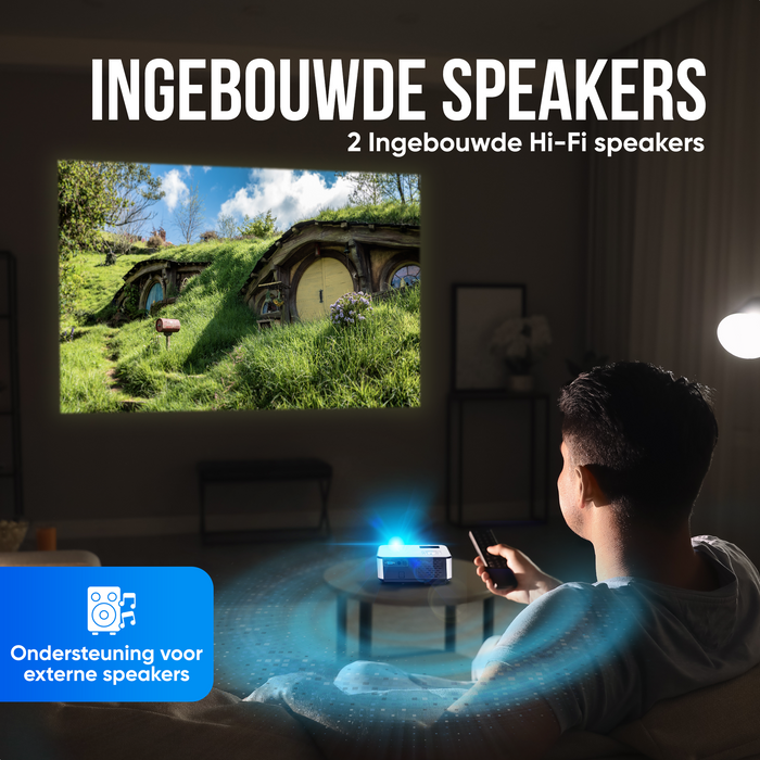 Strex Beamer - Full HD 1920x1080P - 7000 Lumen - Streamen Vanaf Je Telefoon Met WiFi - Mini Projector