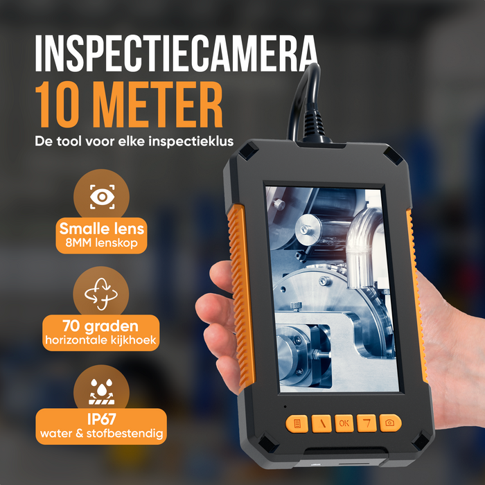 Strex Inspectiecamera met Scherm 10M - 1080P HD - 4.3 inch LCD scherm - IP67 Waterdicht - LED Verlichting - Endoscoop - Inspectie Camera - Incl. 32gb microSD