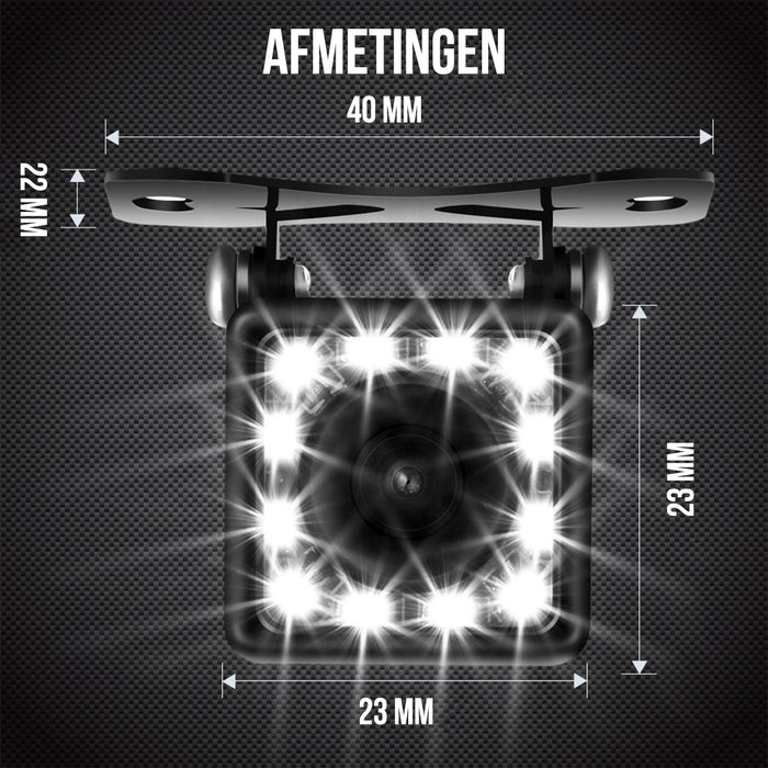 Strex Achteruitrijcamera - Universeel RCA - 12 LED Nachtzicht - IP68 Waterdicht - Achteruitrij Camera Auto