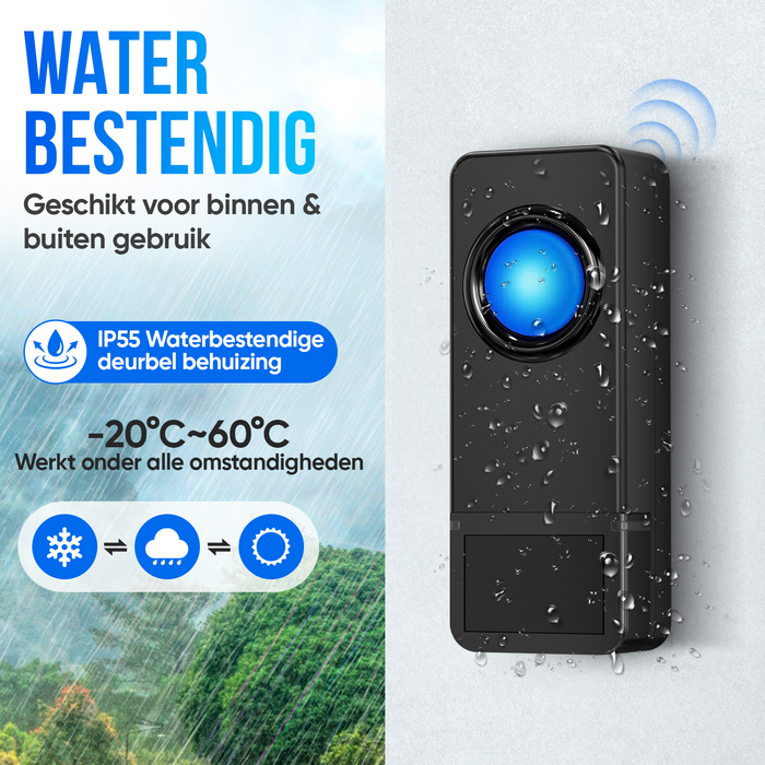 Strex Draadloze Deurbel met 2 Ontvangers - Plug & Play - 300 Meter - 4 Volume / 58 Melodieën - IP55 Waterdicht
