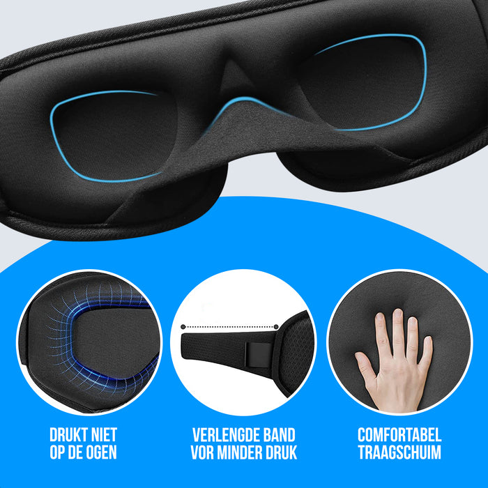 Strex Luxe Slaapmasker - 3D Ergonomisch - 100% Verduisterend - Traagschuim - Slaap Masker - Oog Masker