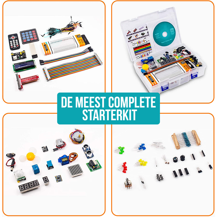 Strex Starter Kit geschikt voor Raspberry Pi - 189 Delig - Pi3 & Pi4 - GPIO / Afstandsbediening / Motor / LCD Display / Relais / Keypad / Bewegingssensor en meer! - DVD met Handleidingen - In Plastic Opbergdoos