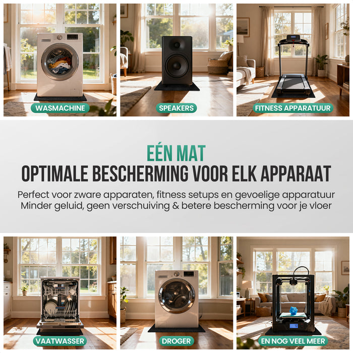 Strex Anti Trillingsmat Wasmachine en Wasdroger - 60 x 60 CM - Geluidsdempende Antislip Mat - Trillingsdemper - Rubber Mat