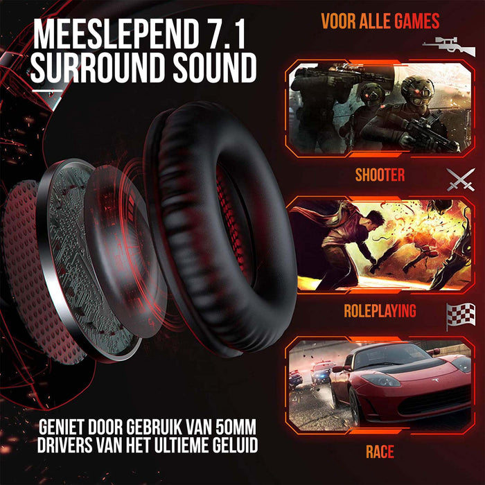 Strex Gaming Headset met Microfoon Rood - PC + PS4 + PS5 + Xbox One + Xbox Series