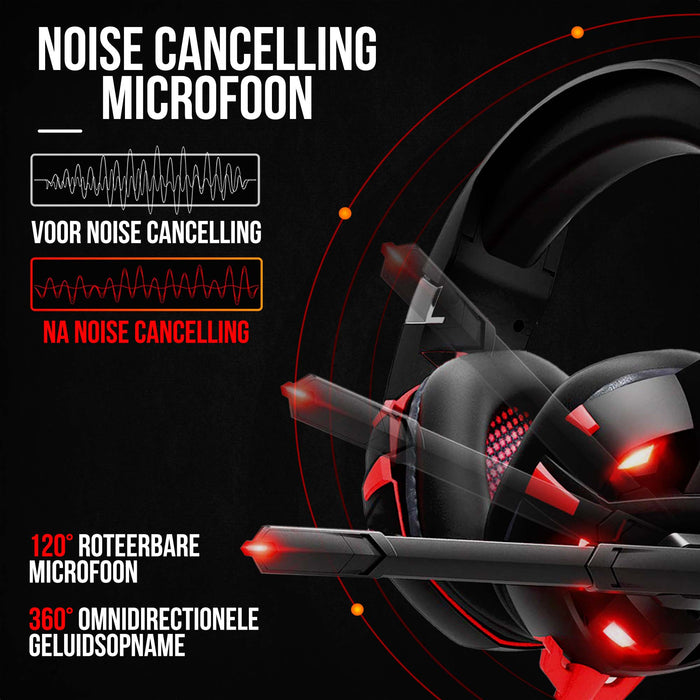 Strex Gaming Headset met Microfoon Rood - PC + PS4 + PS5 + Xbox One + Xbox Series