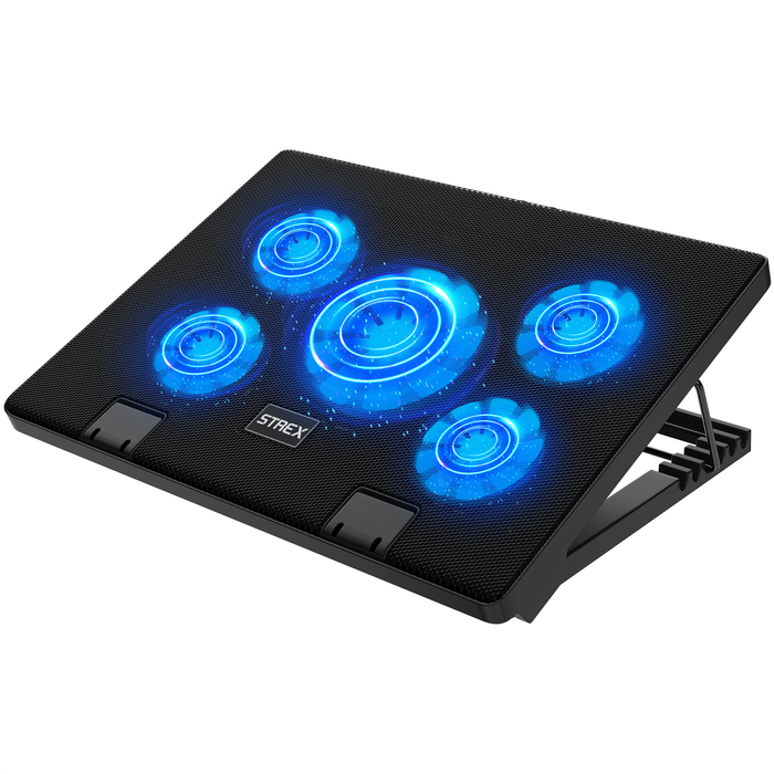 Strex Laptop Cooler - 12" - 17 Inch - Verstelbaar - 5 Ventilators - Laptop Koeler - Cooling Pad