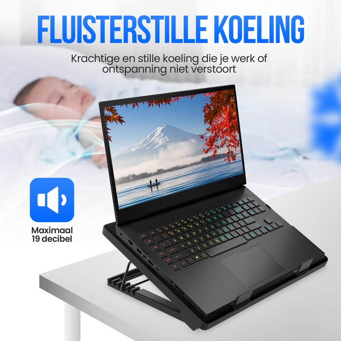 Strex Laptop Cooler - 12" - 17 Inch - Verstelbaar - 5 Ventilators - Laptop Koeler - Cooling Pad