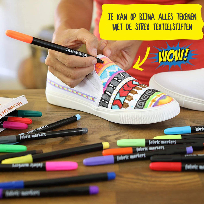 Strex Textielstiften - 20 stuks - Kleding stiften - Textielmarkers - Textiel Stiften
