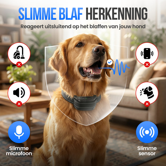 Strex Anti Blafband voor Honden - 3-60KG - Zonder Schok - Vibratie en Audio - Anti Blaf Band
