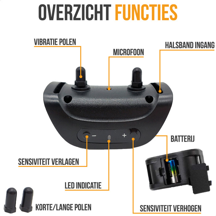 Strex Anti Blafband voor Honden - 3-60KG - Zonder Schok - Vibratie en Audio - Anti Blaf Band