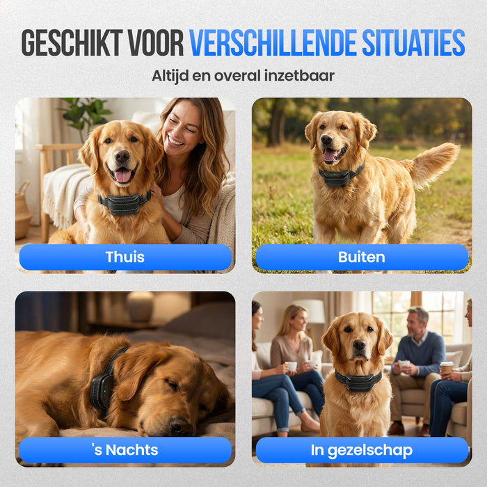 Strex Anti Blafband voor Honden - 3-60KG - Zonder Schok - Vibratie en Audio - Anti Blaf Band