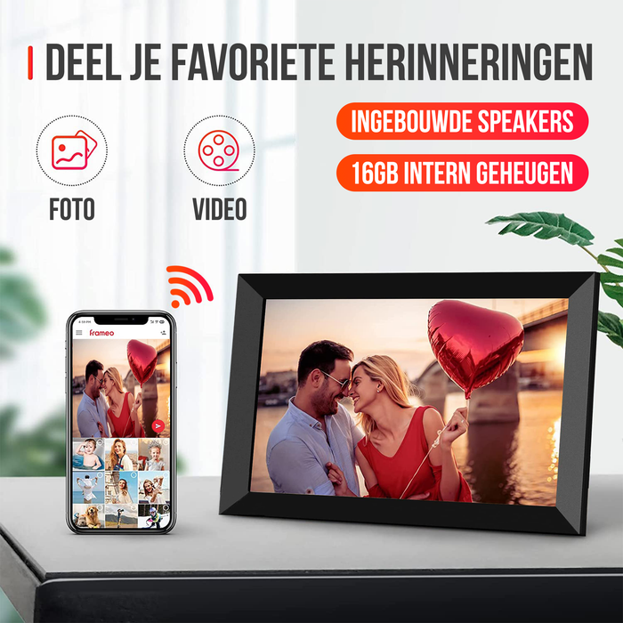 Strex Digitale Fotolijst met WiFi - 10.1 Inch Touchscreen - Frameo software via App