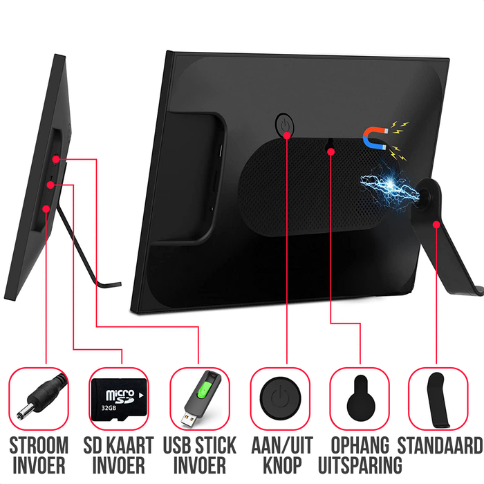 Strex Digitale Fotolijst - 10.1 Inch Scherm - USB - SD - Speaker - Nederlandstalig - Digitaal Fotokader