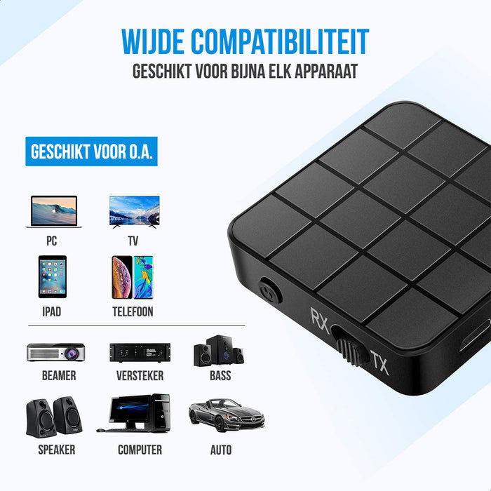 Strex Bluetooth Transmitter & Receiver 2 in 1 - BT 5.0 - 3.5MM AUX / RCA - Bluetooth Zender - Bluetooth Ontvanger - Bluetooth Transmitter - Bluetooth Receiver