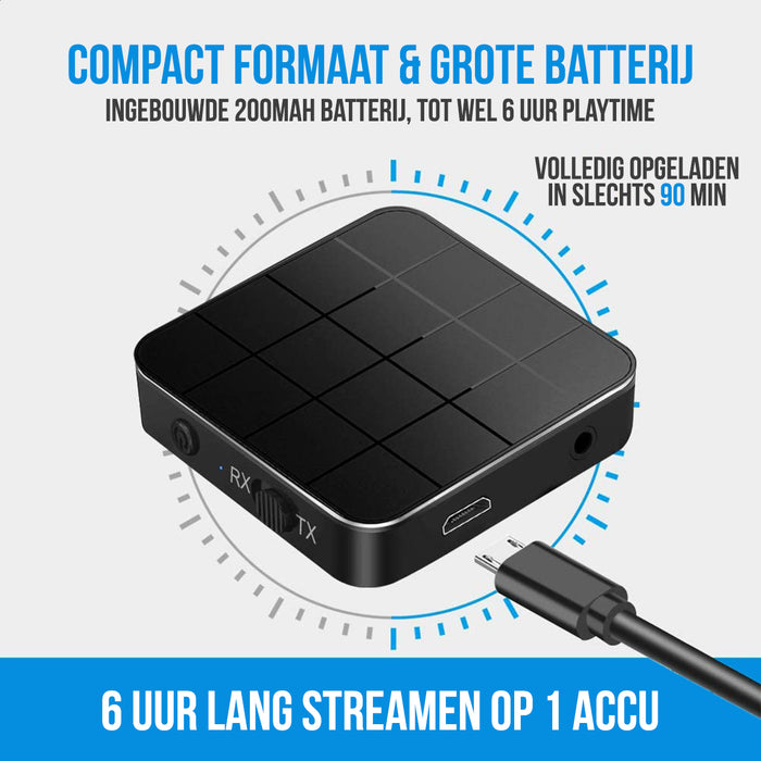 Strex Bluetooth Transmitter & Receiver 2 in 1 - BT 5.0 - 3.5MM AUX / RCA - Bluetooth Zender - Bluetooth Ontvanger - Bluetooth Transmitter - Bluetooth Receiver