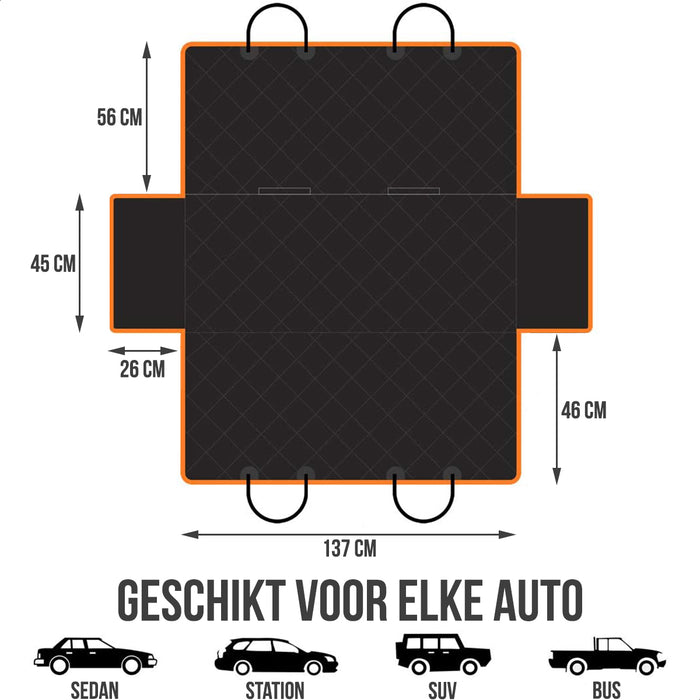 Strex Hondendeken Auto Achterbank en Kofferbak - 137 x 147 CM - Beschermhoes - Hondenkleed - Honden Deken Auto Achterbank - Incl. Hondenriem En Opbergzak