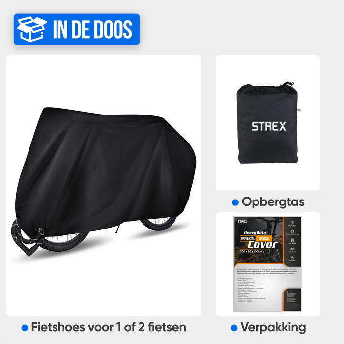 Strex Fietshoes Universeel voor alle Fietsen - Waterdicht Ultra Sterk Oxford - Fiets Hoes voor 1/2 Fietsen - Incl. Opbergzak